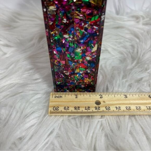 Evil Eye Acrylic Confetti Clutch Gold Chain Strap Handbag Multicolor Small - Picture 10 of 11